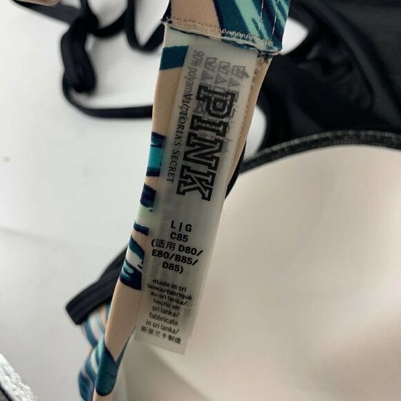 Victorias Secret Bikini Top High Neck Mesh Leaf L - Picture 6 of 6